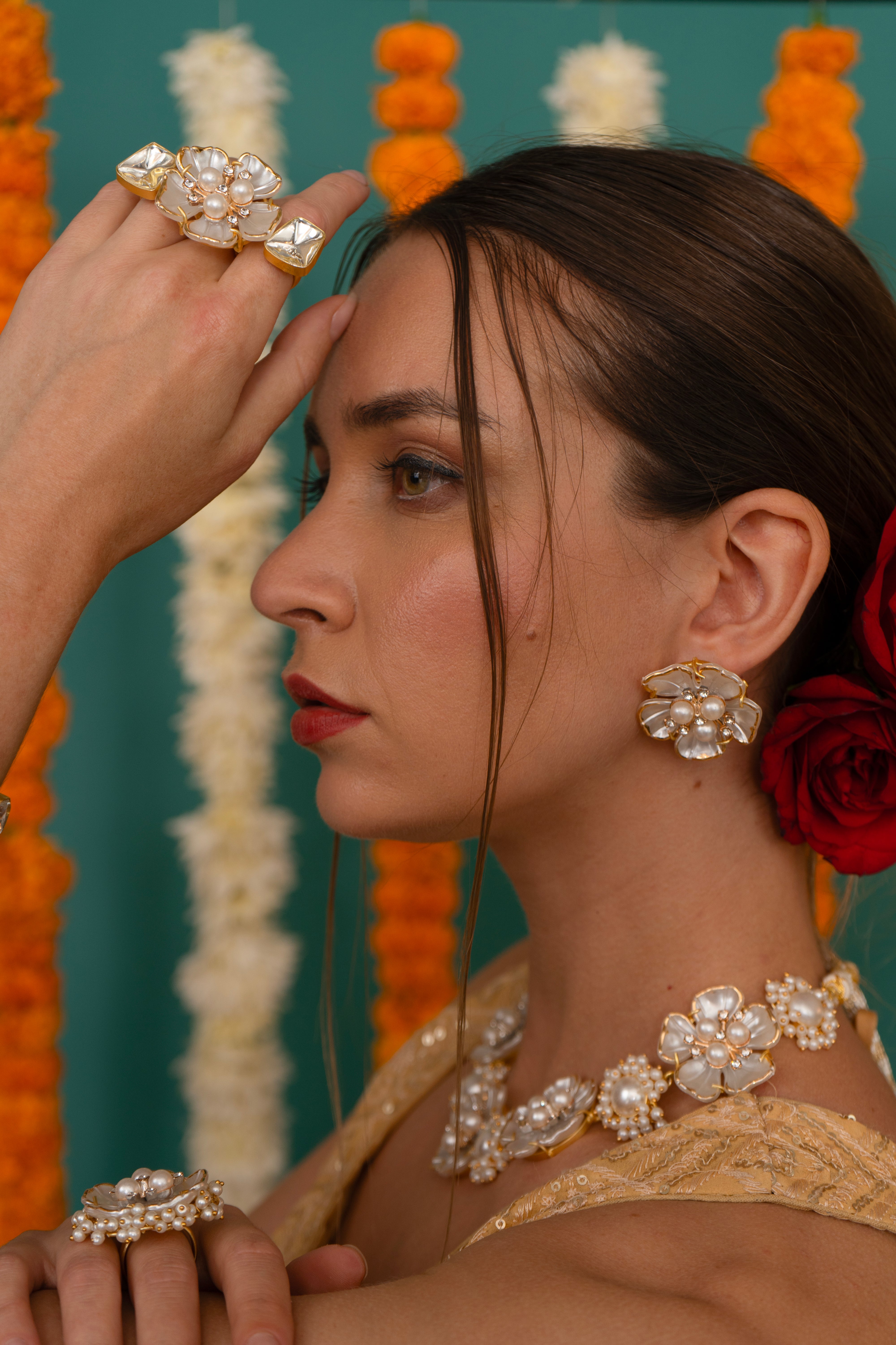 wrapped in love flower necklace + resin flower ring combo 🎁
